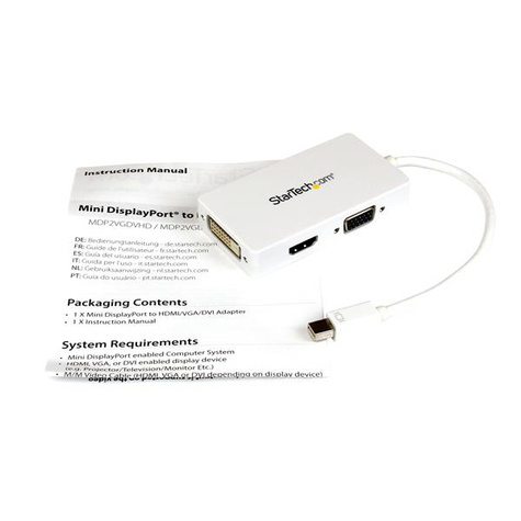 STARTECH A/V-reisadapter: 3-in-1 Mini DisplayPort naar VGA DVI- of HDMI-converter - wit - Videoconverter - DisplayPort
