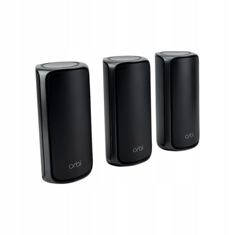 Netgear Orbi 970 Series RBE973SB - Wifi-systeem - (router, 2 verlengstukken) - tot 10.000 vierkante voet - maas 10GbE, 2.5GbE, Wi-Fi 7 Quad-Band