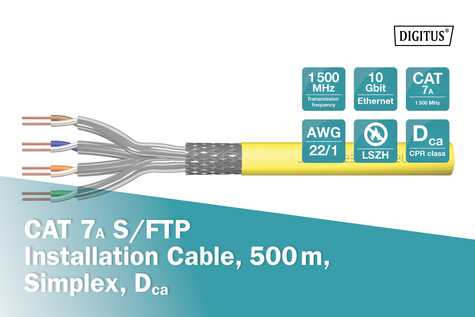 DIGITUS DK-1743-A-VH-5 netwerkkabel Geel 500 m Cat7a S/FTP (S-STP)