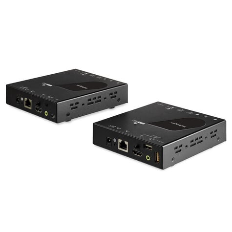STARTECH HDMI KVM Extender over IP, 4K 30Hz HDMI 2.0  USB over IP LAN of CAT5e/CAT6 Ethernet (100m), Remote KVM Switch/Console Transmitter/Receiver Extender Kit