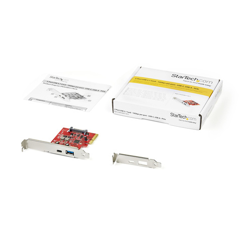 STARTECH Expansion card 2-Port 10Gbps USB-A  USB-C PCIe Card, USB 3.1 Gen 2 PCI Express Type C/A Host Controller Card Adapter, USB 3.2 Gen 2x1