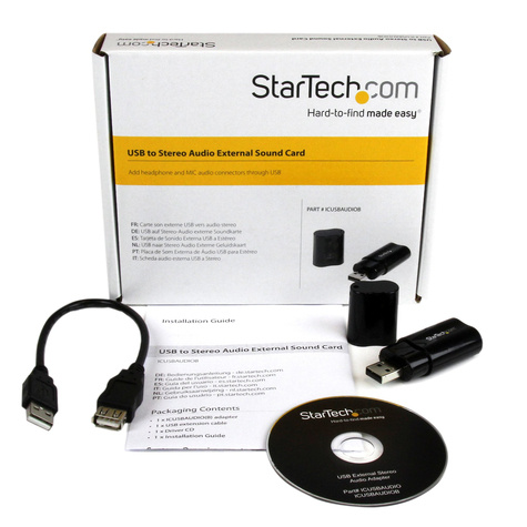 STARTECH USB Sound Card - 3.5mm Audio Adapter - External Sound Card - Black - External Sound Card (ICUSBAUDIOB)