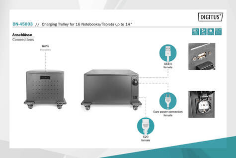 DIGITUS Mobile charging cabinet for tablets up to 14 inch