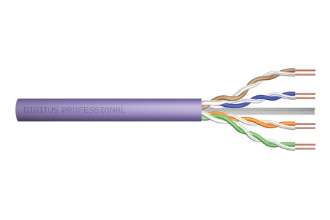 DIGITUS CAT 6 U-UTP installation cable - 250 MHz Eca (EN 50575) - AWG 23/1 - 305 m paper box - sx - Purple