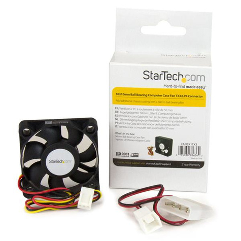 STARTECH 50x10mm vervangende computer behuizing ventilator met kogellagers - TX3/LP4 connector - 3 pin - TX3 fan
