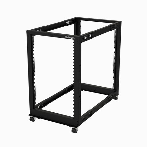 STARTECH STARTECH 19" 18U open frame rack - 4 stijlen - 22-40" verstelbare diepte - 544 kg draagvermogen met zwenkwielen en kabelhaken (4POSTRACK18U)
