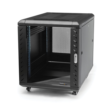 STARTECH 12U 74 cm diep demonteerbaar serverrack - serverkast met wielen en glazen deur - serverkamer of kantoor (RK1236BKF) - Rack kast - zwart - 12U - 36"