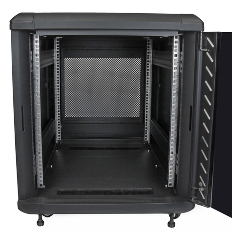 STARTECH 12U 74 cm diep demonteerbaar serverrack - serverkast met wielen en glazen deur - serverkamer of kantoor (RK1236BKF) - Rack kast - zwart - 12U - 36"