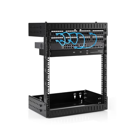 STARTECH 12U 19" Wall Mount Network Rack, Adjustable Depth 12-20" 2 Post Open Frame Server Room Rack
