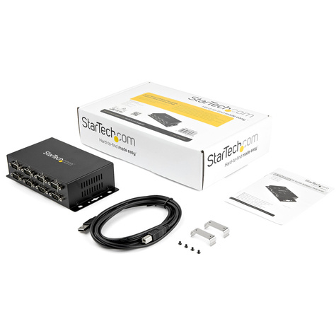 STARTECH StarTech.com 8-poort USB naar DB9 RS232 Seriële Adapter Hub Industriële DIN-rail en Wandmontage - Seriële adapter - USB 2.0 - RS-232 x 8 - zwart