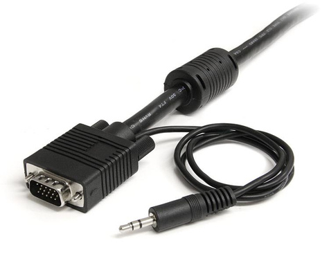 STARTECH 5m Coax Hoge Resolutie VGA Monitorkabel met Audio HD15 M/M - VGA-kabel - HD-15 (VGA), mini-phone stereo 3.5 mm (M) naar HD-15 (VGA)