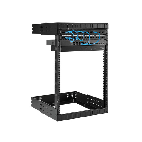 STARTECH 15U 19" Wall Mount Network Rack, Adjustable Depth 12-20" 2 Post Open Frame Server Room Rack for AV/Data/ IT Communication/Computer Equipment/Switch