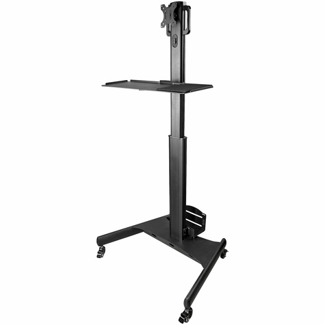 STARTECH STARTECH Mobiele Werkplek met Monitorsteun, CPU/PC Houder, Toetsenbord Lade - Ergonomisch Sta Bureau op Wielen