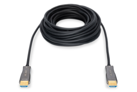 DIGITUS HDMI AOC hybrid-fiber connection cable, Type A M/M, 10m, UHD 4K@60Hz, CE, gold, bl