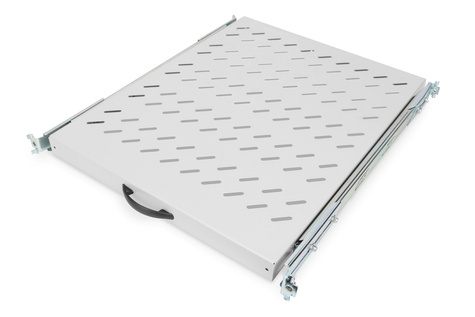 DIGITUS 1HE uittrekb. Legplank voor 800 mm diepe kasten 40x484x568 mm, tot 25 kg, grijs (RAL 7035)