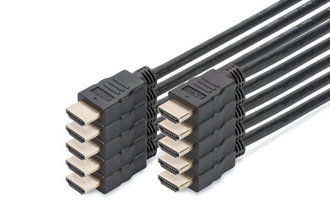 DIGITUS DIGITUS HDMI High Speed connection cable, type A M/M, 2.0m, 10er Set, w/Ethernet, UHD 60p, gold, bl