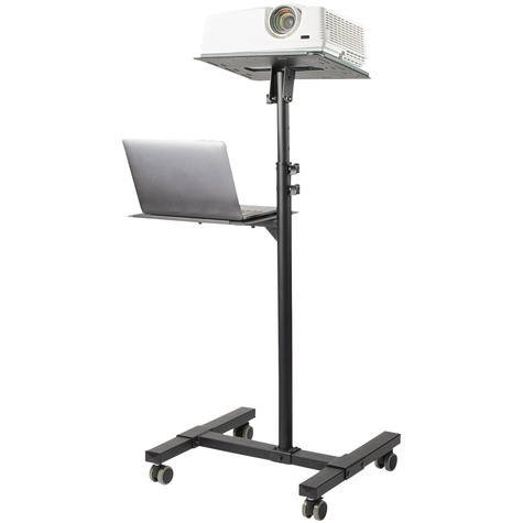 STARTECH Beamertafel - Stevige Verrijdbare Laptop en Projectietafel (2x 10kg/schap) - Presentatiewagen/Computer Trolley/AV Projector Stand