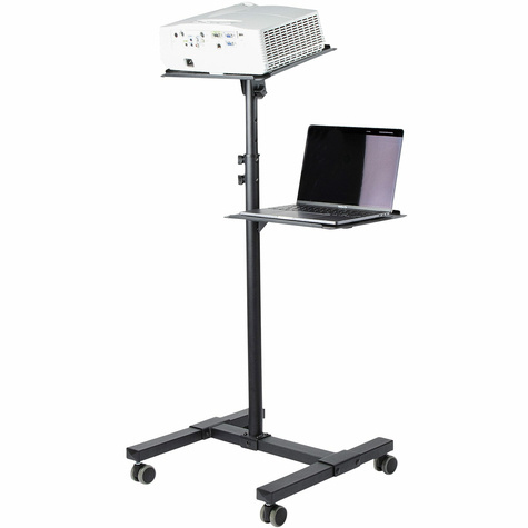 STARTECH Beamertafel - Stevige Verrijdbare Laptop en Projectietafel (2x 10kg/schap) - Presentatiewagen/Computer Trolley/AV Projector Stand