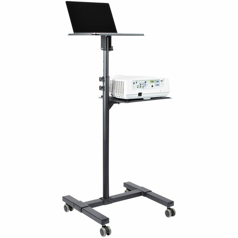 STARTECH Beamertafel - Stevige Verrijdbare Laptop en Projectietafel (2x 10kg/schap) - Presentatiewagen/Computer Trolley/AV Projector Stand