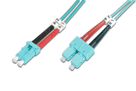 DIGITUS FO patch cord, duplex, LC to SC MM OM3 50/125 æ, 10 m