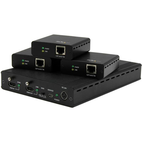 STARTECH 3-Poorts HDBaseT Extender set met 3 ontvangers - 1x3 HDMI over CAT5 splitter - 1-naar-3 HDBaseT distributie systeem