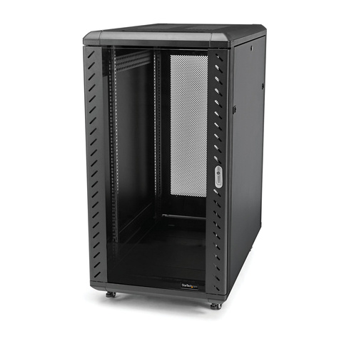 STARTECH 18U 19" Server Rack Cabinet, 4 Post, Verstelbare Diepte (15 tot 81cm), Mobiel  Vergrendelbaar Knock Down IT Netwerk Rack op Wielen met Glazen Deur