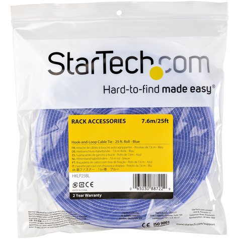 STARTECH Klittenband rol - herbruikbaar en verstelbaar - kabelbinder - blauw (HKLP25BL) - Haak- en lussluiting - 7.62 m - blauw