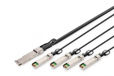 DIGITUS DN-81321 InfiniBand en Glasvezelkabel 1 m QSFP+ 4x SFP+ Zwart