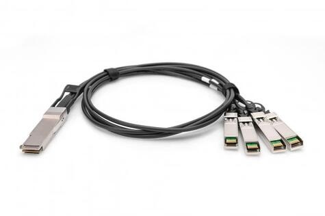 DIGITUS DN-81321 InfiniBand en Glasvezelkabel 1 m QSFP+ 4x SFP+ Zwart
