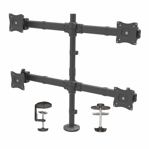 STARTECH Quad Monitor Arm voor 2x2 VESA Schermen tot 27" (8kg), Verstelbare Hoogte, Scharnierende Monitorsteun met Verticale Arm, Draaien/Kantelen/Zwenken
