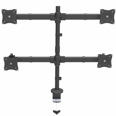 STARTECH Quad Monitor Arm voor 2x2 VESA Schermen tot 27" (8kg), Verstelbare Hoogte, Scharnierende Monitorsteun met Verticale Arm, Draaien/Kantelen/Zwenken