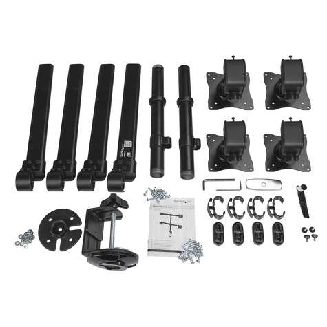 STARTECH Quad Monitor Arm voor 2x2 VESA Schermen tot 27" (8kg), Verstelbare Hoogte, Scharnierende Monitorsteun met Verticale Arm, Draaien/Kantelen/Zwenken