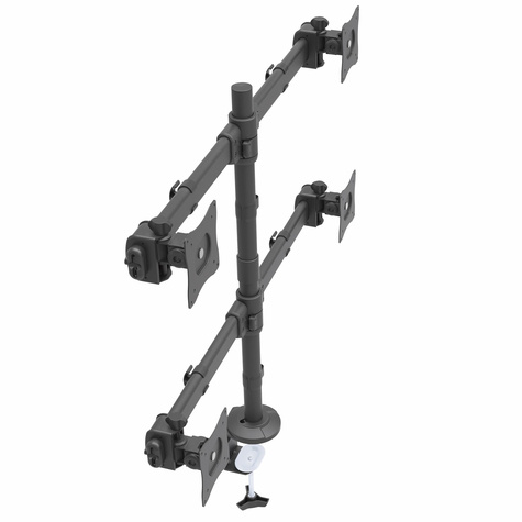 STARTECH Quad Monitor Arm voor 2x2 VESA Schermen tot 27" (8kg), Verstelbare Hoogte, Scharnierende Monitorsteun met Verticale Arm, Draaien/Kantelen/Zwenken