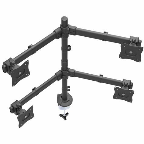 STARTECH Quad Monitor Arm voor 2x2 VESA Schermen tot 27" (8kg), Verstelbare Hoogte, Scharnierende Monitorsteun met Verticale Arm, Draaien/Kantelen/Zwenken