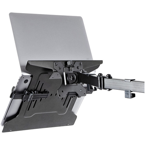 STARTECH VESA Laptop Tray, Adjustable Monitor Arm Laptop Tray Secures Notebooks up to 4.5kg (9.9lb), 75x75 & 100x100 VESA Holes, Ventilated