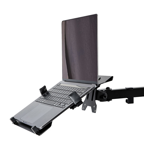 STARTECH VESA Laptop Tray, Adjustable Monitor Arm Laptop Tray Secures Notebooks up to 4.5kg (9.9lb), 75x75 & 100x100 VESA Holes, Ventilated