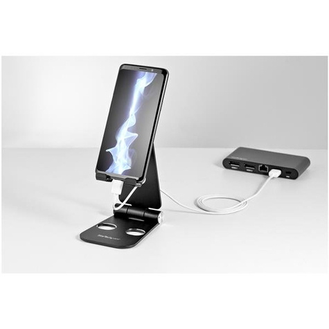 STARTECH Telefoonhouder / tablet houder - verstelbare/opvouwbare standaard - multi angle - aluminium - zwart (USPTLSTNDB)