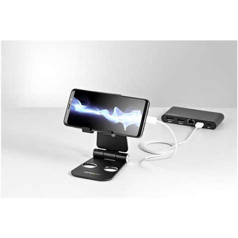 STARTECH Telefoonhouder / tablet houder - verstelbare/opvouwbare standaard - multi angle - aluminium - zwart (USPTLSTNDB)