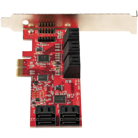 STARTECH SATA PCIe Kaart, 10 Port PCIe SATA Uitbreidingskaart, 6Gbps, Low/Full Profile, Stacked SATA Connectors