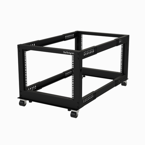 STARTECH STARTECH 19" 8U open frame rack - 4 stijlen - 22-40" verstelbare diepte - 544 kg draagvermogen met zwenkwielen en kabelhaken (4POSTRACK8U)