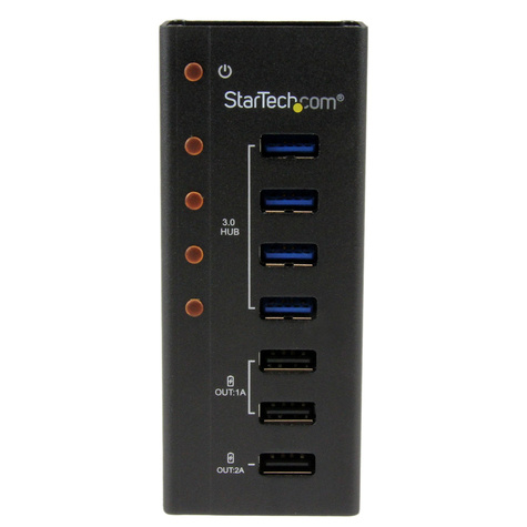 STARTECH 4-poorts gevoede USB 3.0 hub met 3 speciale USB-laadpoorten (2 x 1 A  1 x 2 A) - wandmonteerbare metalen behuizing