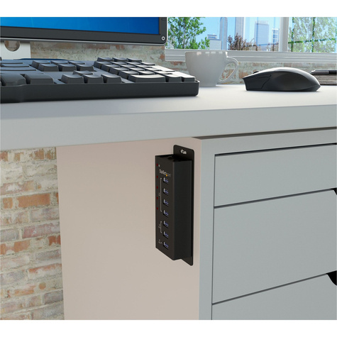 STARTECH 4-poorts gevoede USB 3.0 hub met 3 speciale USB-laadpoorten (2 x 1 A  1 x 2 A) - wandmonteerbare metalen behuizing