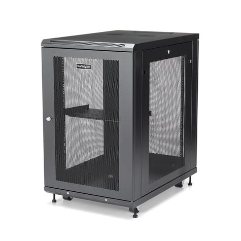 STARTECH 19in 18U Server Rack Cabinet - 4-Post, Verstelbare Diepte 5 tot 76cm (2" - 30"), Rack Behuizing voor Netwerk Apparatuur