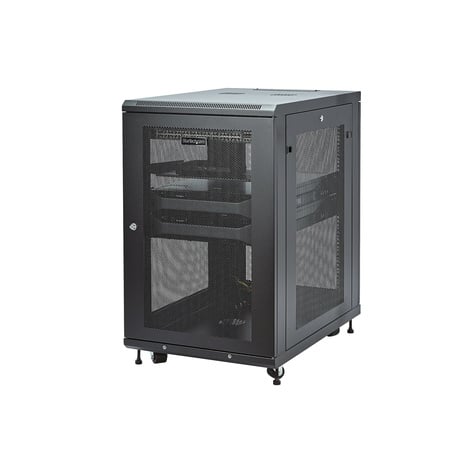 STARTECH 19in 18U Server Rack Cabinet - 4-Post, Verstelbare Diepte 5 tot 76cm (2" - 30"), Rack Behuizing voor Netwerk Apparatuur