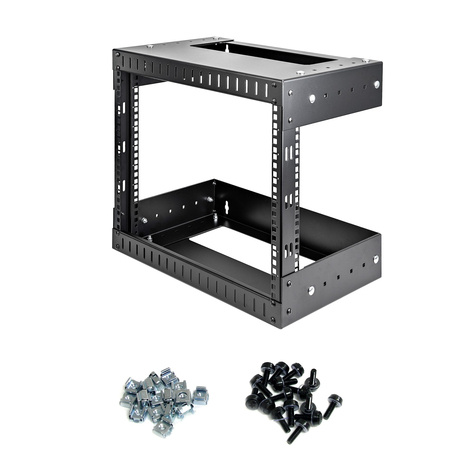 STARTECH 8U 19" Wandmonteerbaar Netwerk Rack, Verstelbare Diepte 30 tot 51cm, 2 Post Open Frame Rack