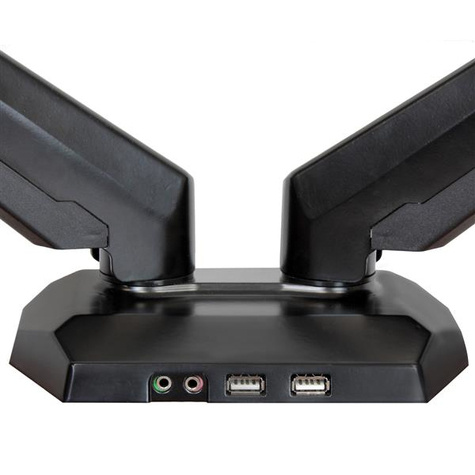 STARTECH Dual monitor arm met ingebouwde 2 poorts USB en audio passthrough - ondersteunt twee monitoren tot 30" volledig beweegbaar