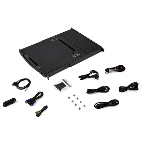 STARTECH Dual Rail KVM Rack Console, HD 1080p, Single Port DVI/VGA KVM met 17" LCD Scherm voor Server Rack, Universele 1U LCD KVM Console met Kabels