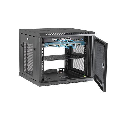 STARTECH "9U Wall Mount Server Rack Cabinet - 4-Post Adjustable Depth (2"" to 19"") Network Equipment Enclosure with Cable Management