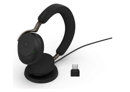 Jabra Evolve3 75 MS, Link390c, Black With wireless charging pad