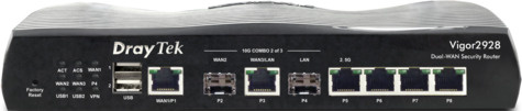 DrayTek Vigor 2928 10 Gigabit multi-WAN breedband router 1x SFP+ 10Gbps slot (WAN), 1x 10GbE WAN/LAN